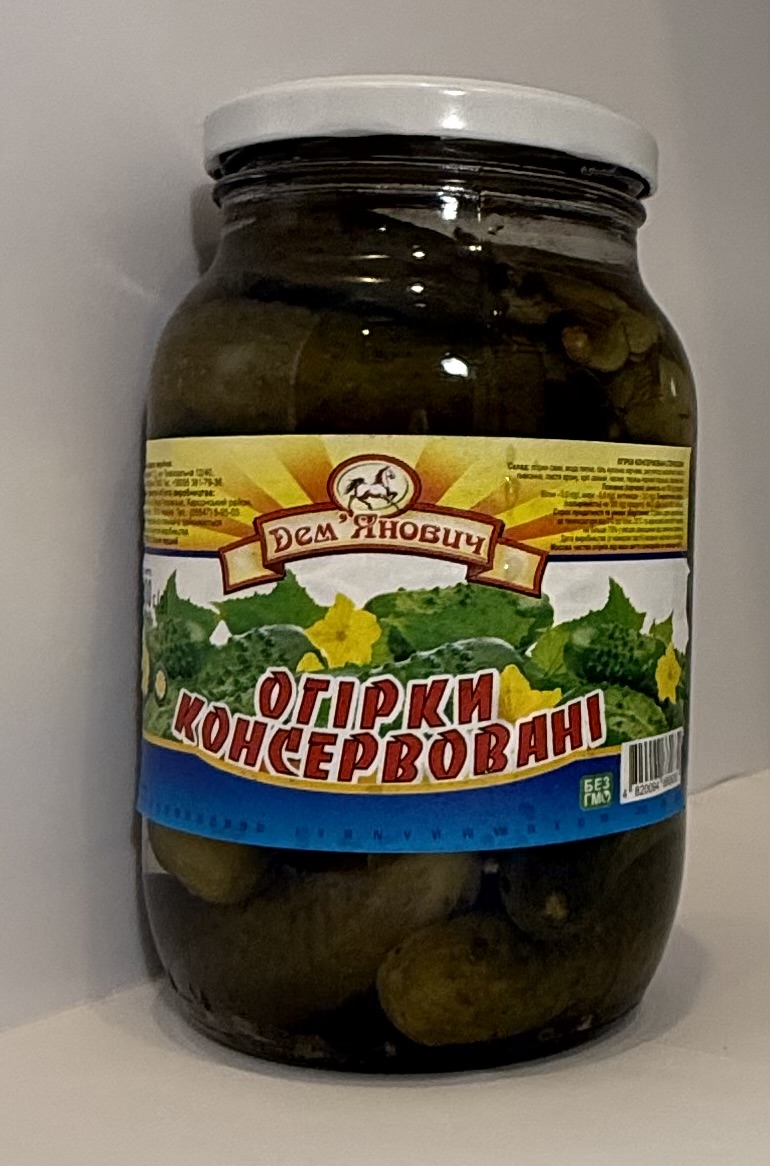 Огірки консеровані ДЕМ'ЯНОВИЧ, 1000г